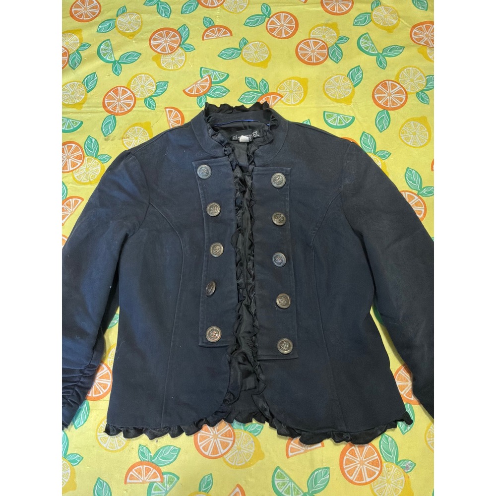 Steampunk Womens Stoosh Military Ruffle Jacket M Black